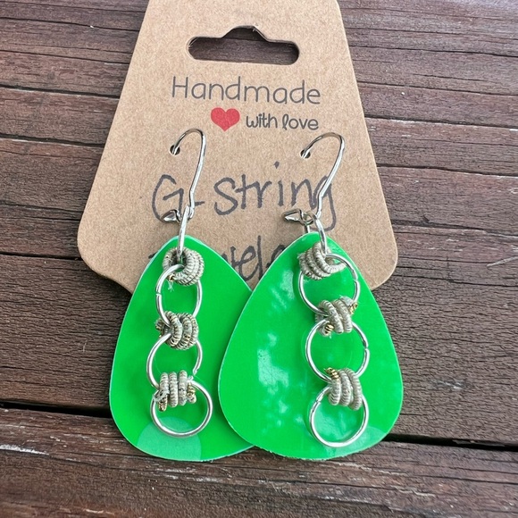 Handmade Recycled Guitar String Earrings - Picture 5 of 7